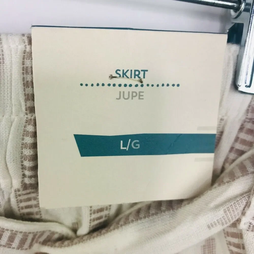 Old Navy  Skirt Women Size Large Woven Tie White Belted Cotton A-line Boho